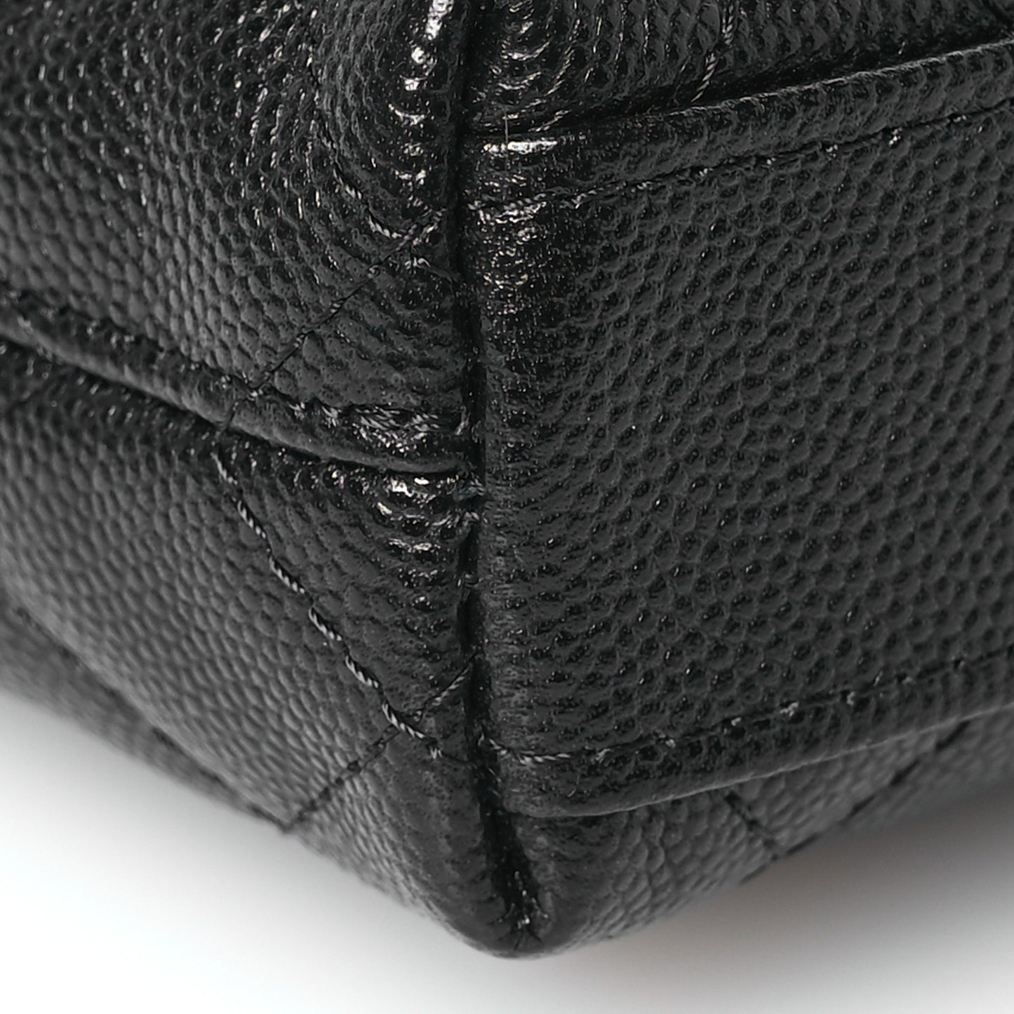 Caviar Quilted Coco Handle Clutch With Chain Black