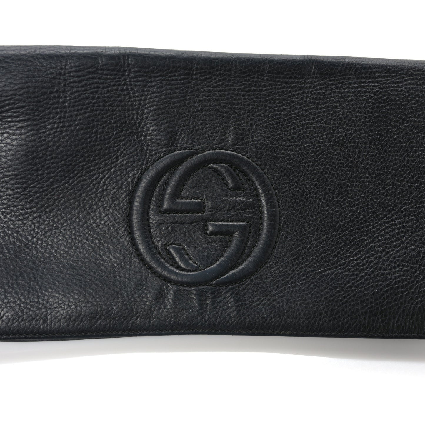 Pebbled Calfskin Medium Soho Clutch Black