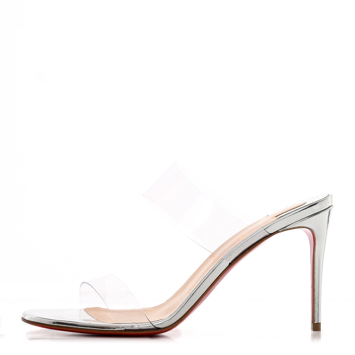 Metallic Patent PVC Just Nothing 85 Slide Sandals 38 Silver