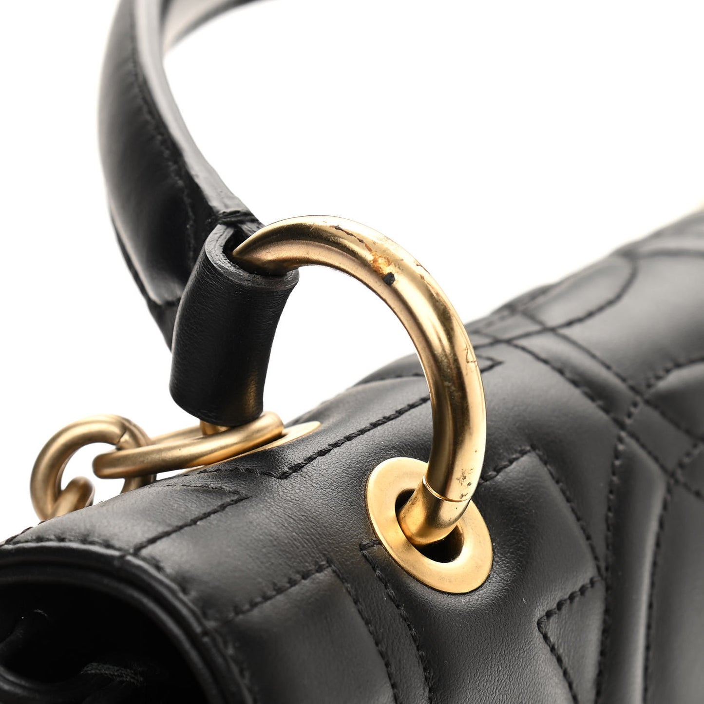 Calfskin Quilted Gancini Flap Bag Black