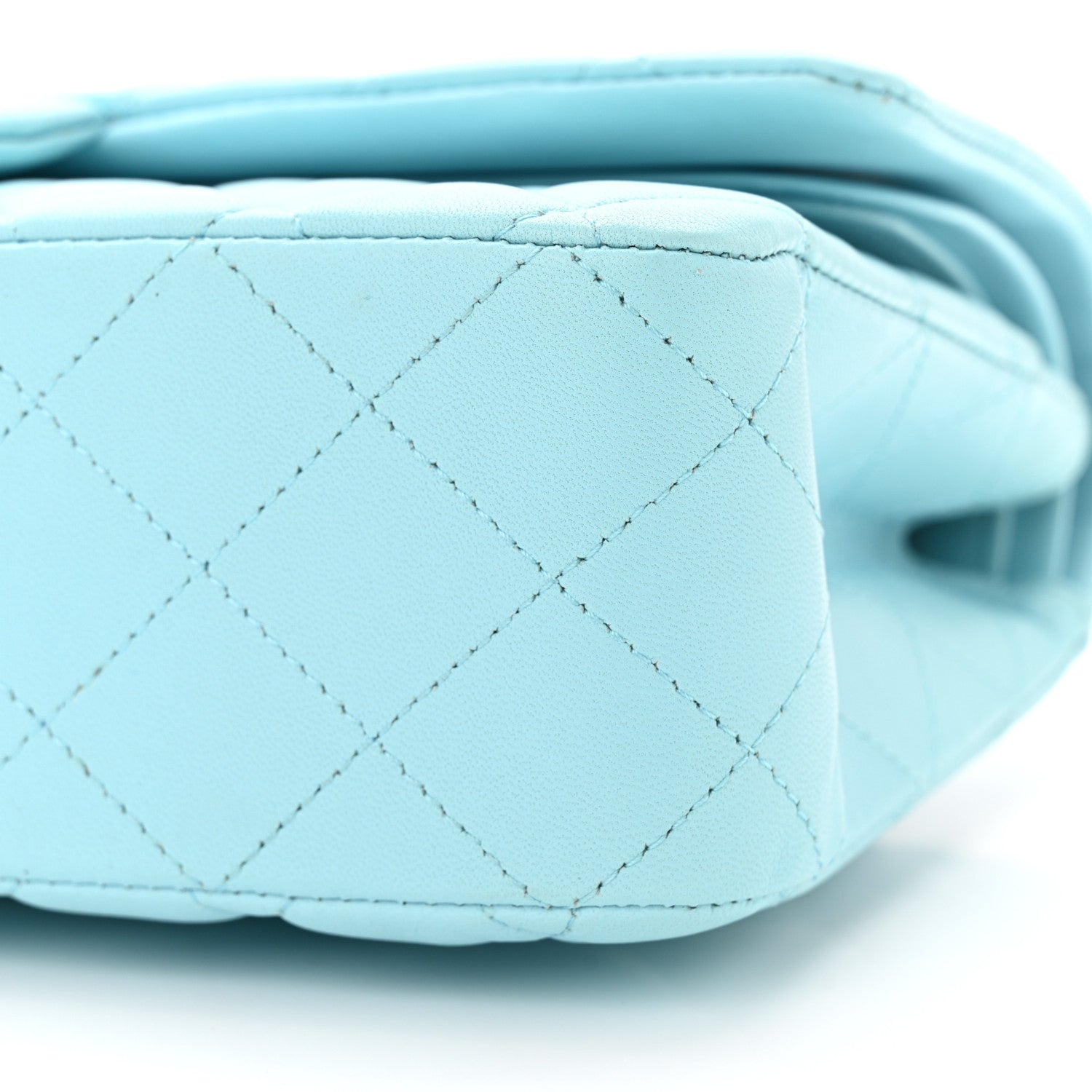Chanel Lambskin Quilted Medium Double Flap Light Blue 10 of 11