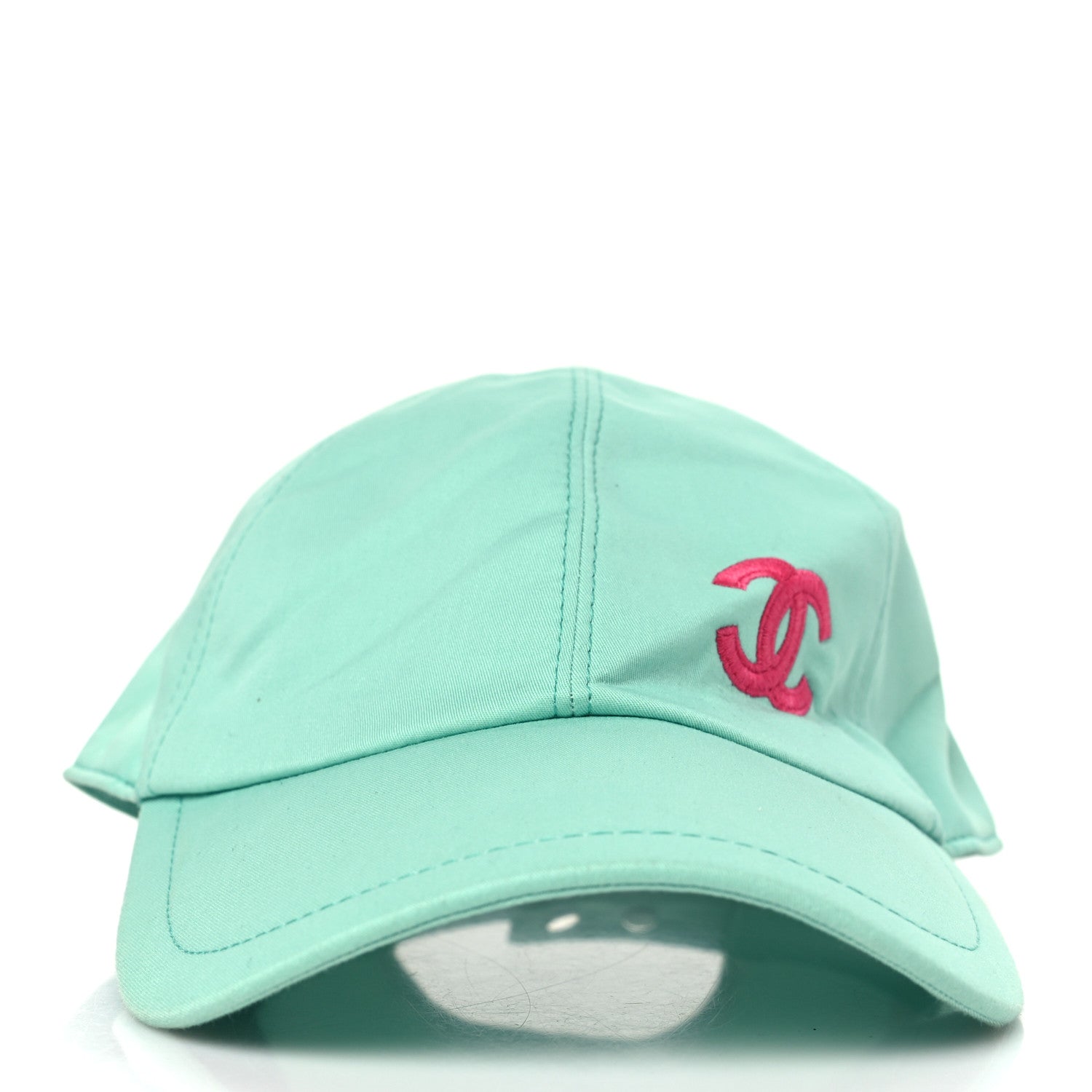 Chanel Cotton CC Cap Hat Turquoise Fuchsia 2 of 7