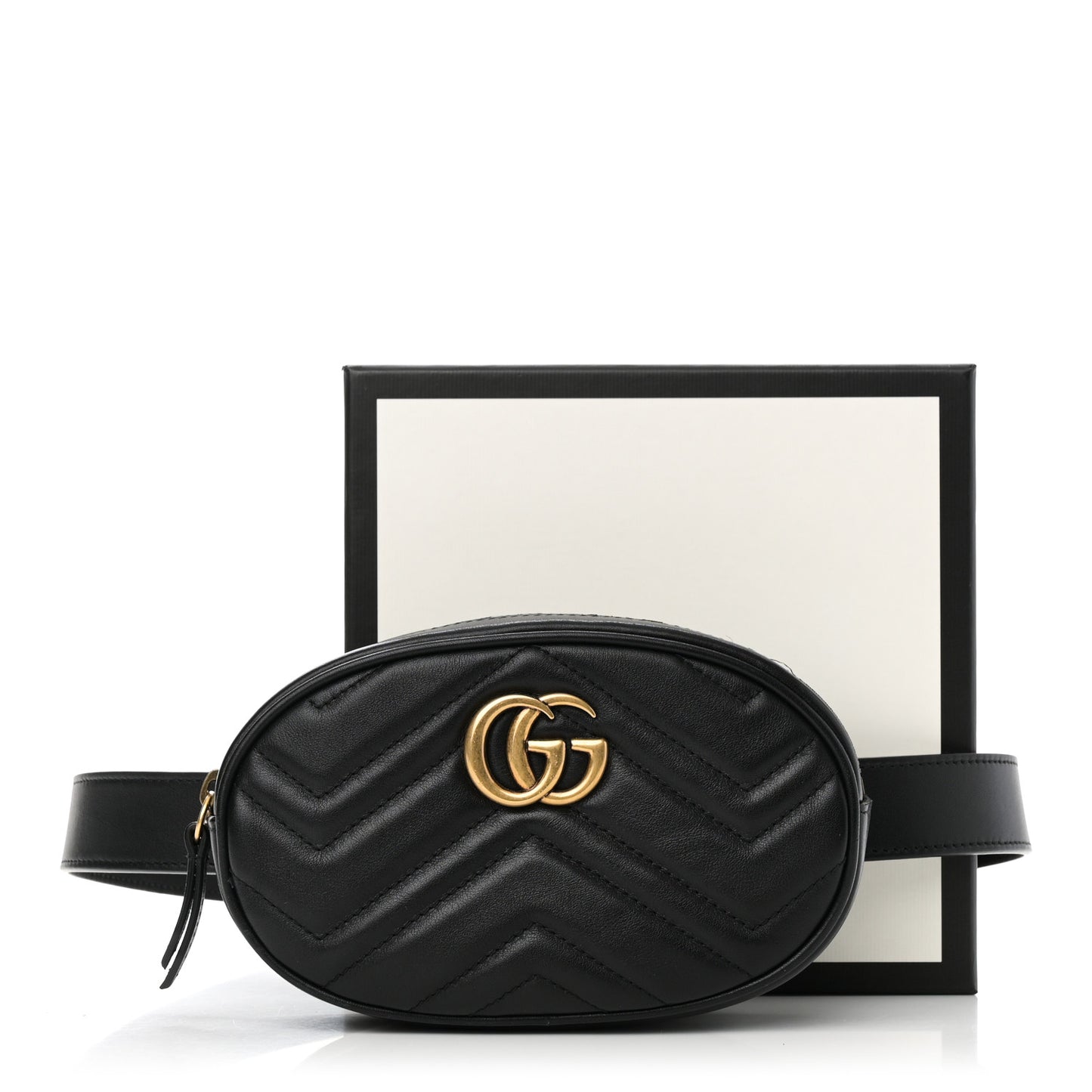 Calfskin Matelasse GG Marmont Belt Bag 75 30 Black