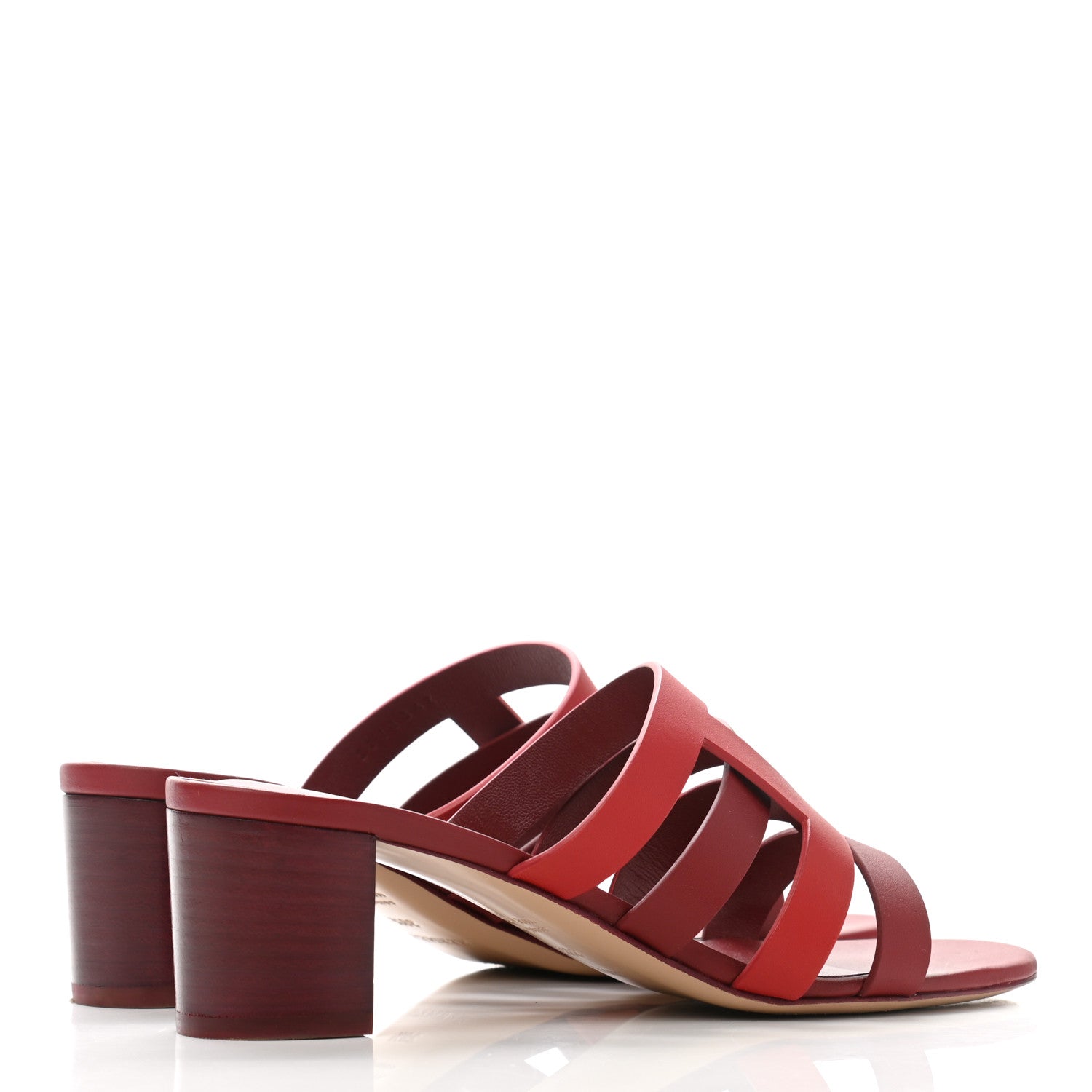 Hermes Calfskin Amica Sandals 38.5 Rouge Grenat Orange Solaire 4 of 10