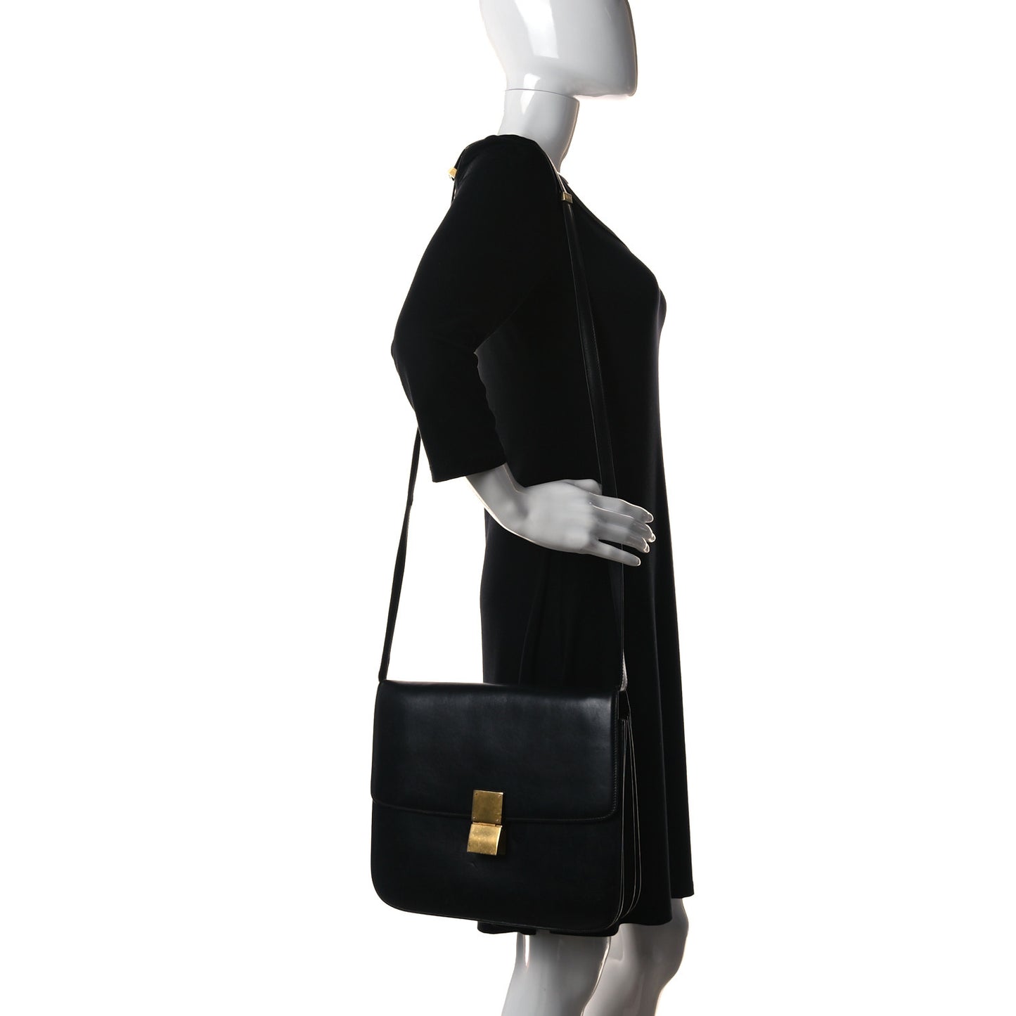 Liege Calfskin Large Classic Box Flap Bag Black