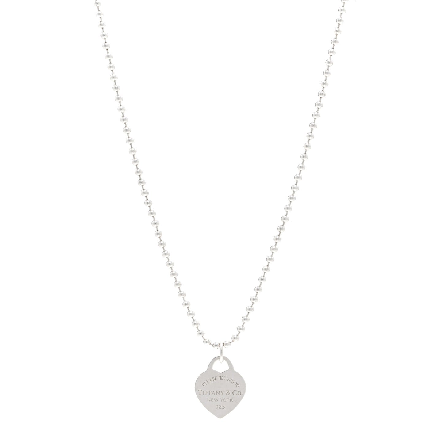 Sterling Silver Return To Tiffany Heart Tag Pendant Bead Chain Necklace