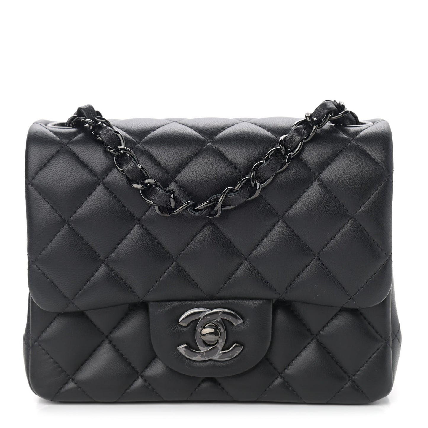 Lambskin Quilted Mini Square Flap So Black