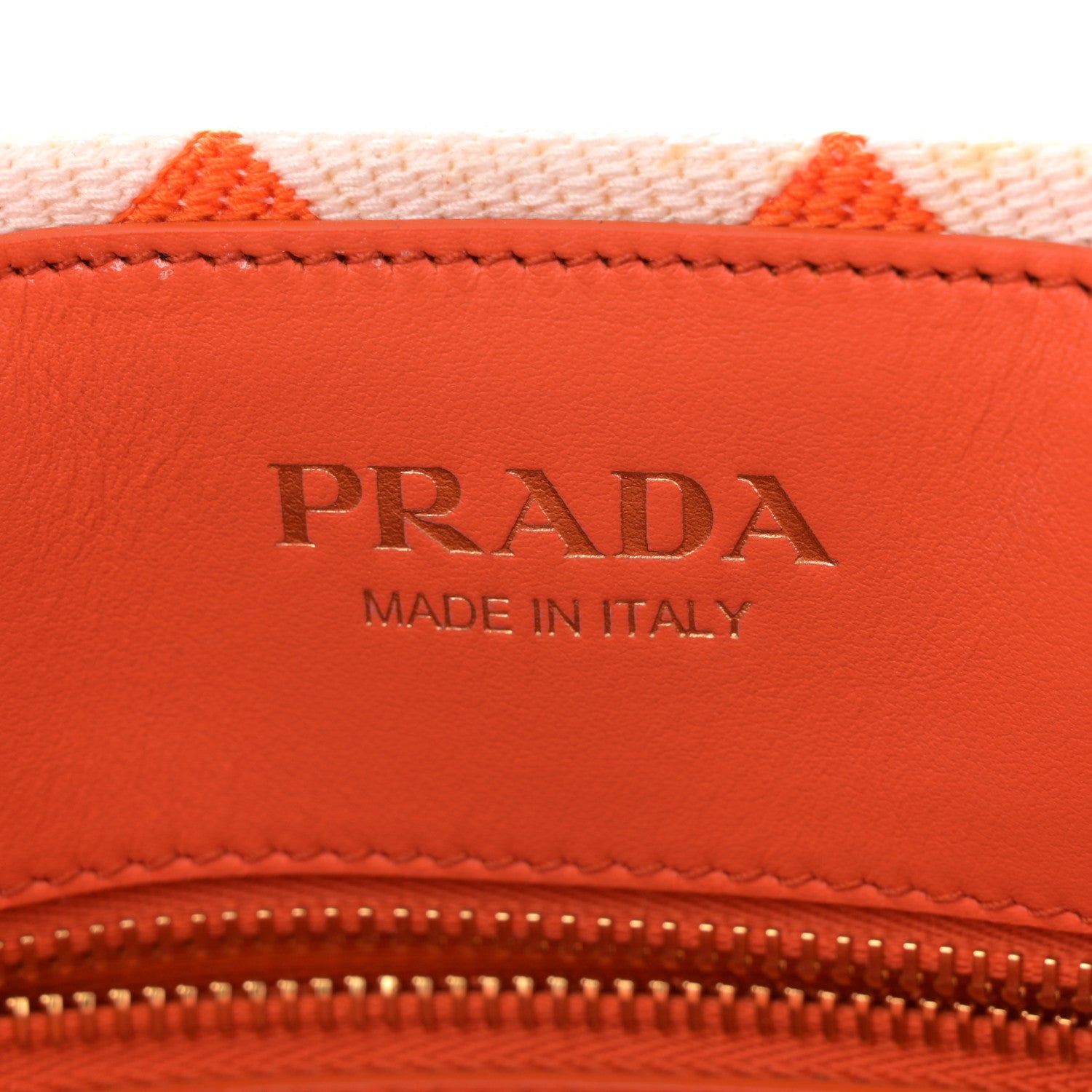 Prada Jacquard Saffiano Triangolo Symbole Embroidered Small Tote Arancio White 6 of 14