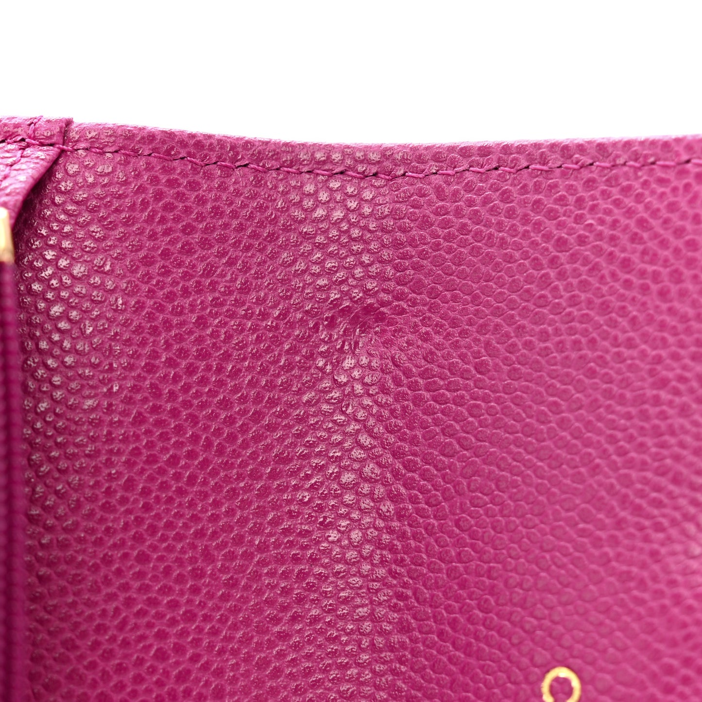 Caviar Quilted Flap Card Holder Wallet Purple