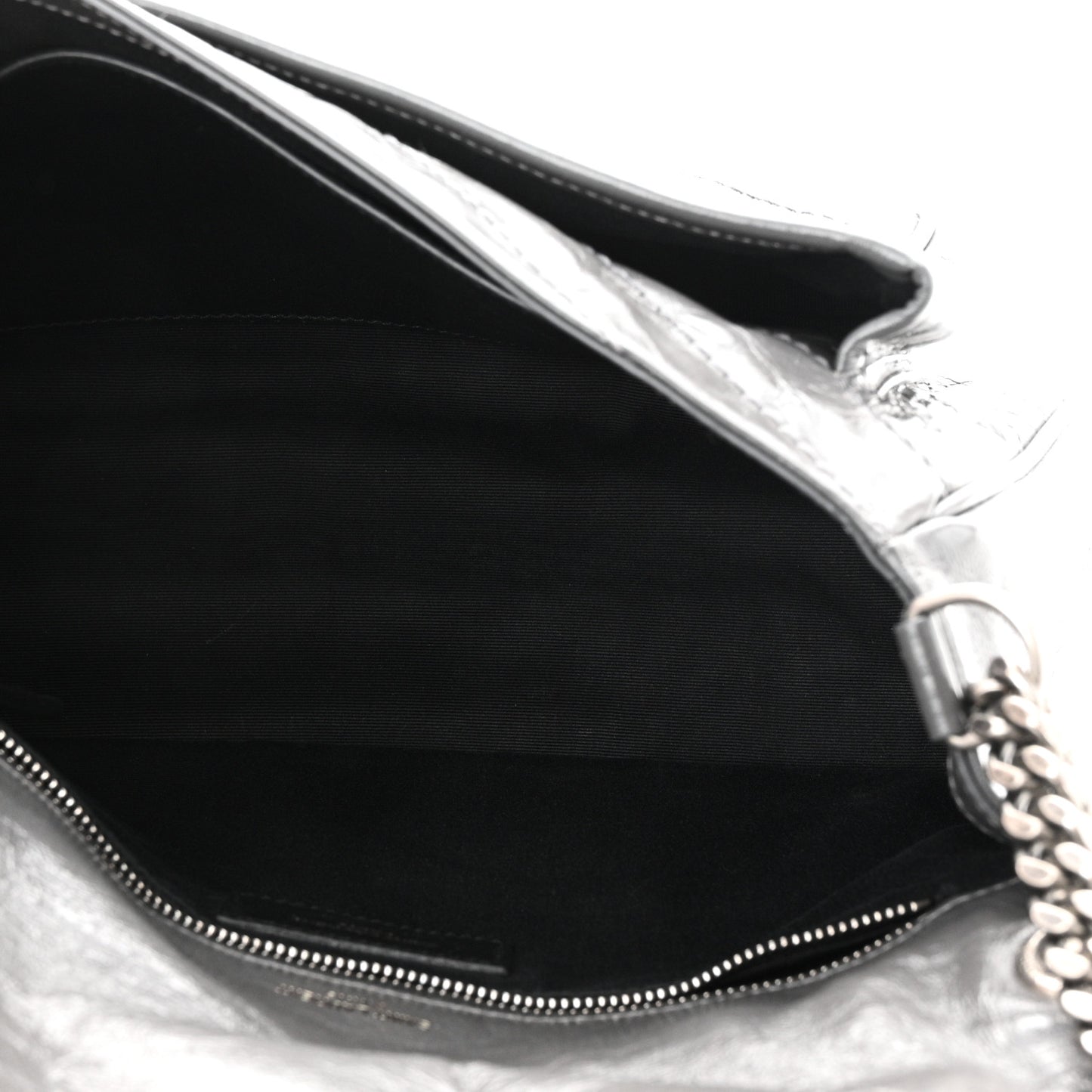Crinkled Calfskin Matelasse Monogram Medium Niki Chain Satchel Fog