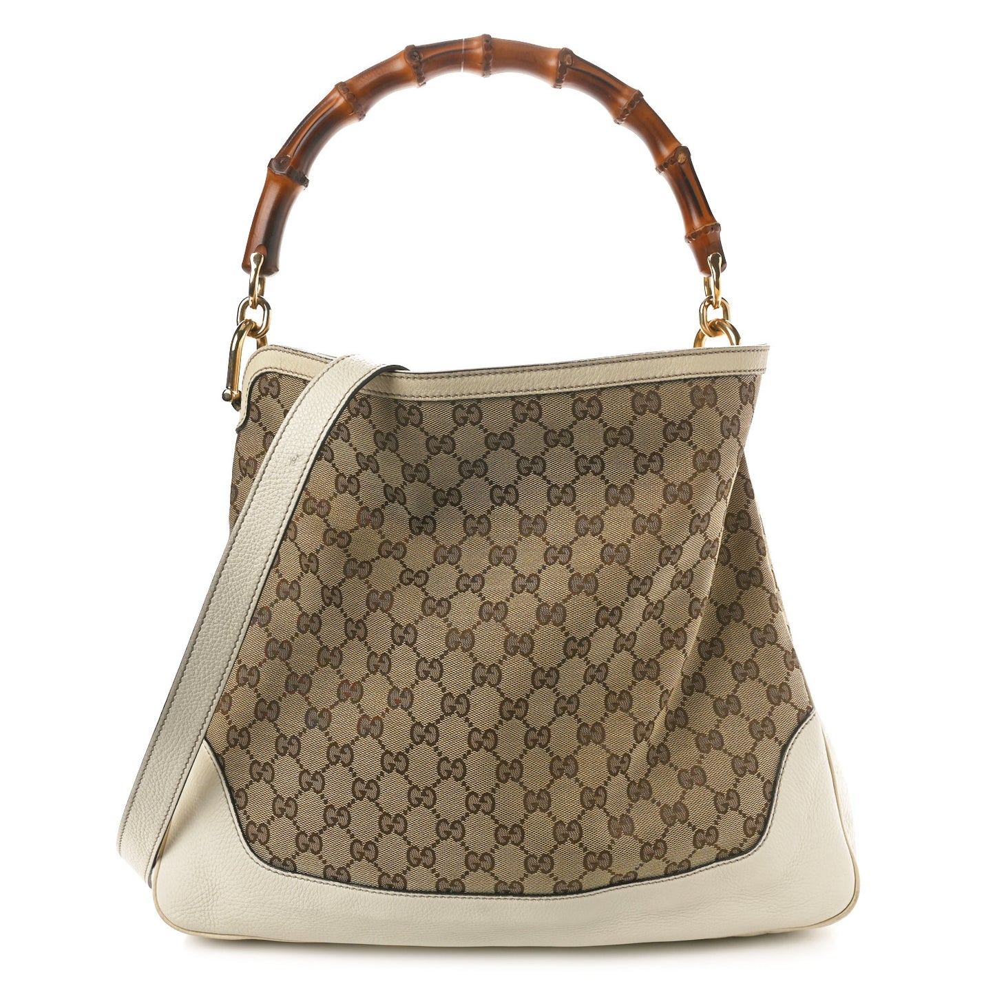 Monogram Medium Diana Bamboo Shoulder Bag Off White