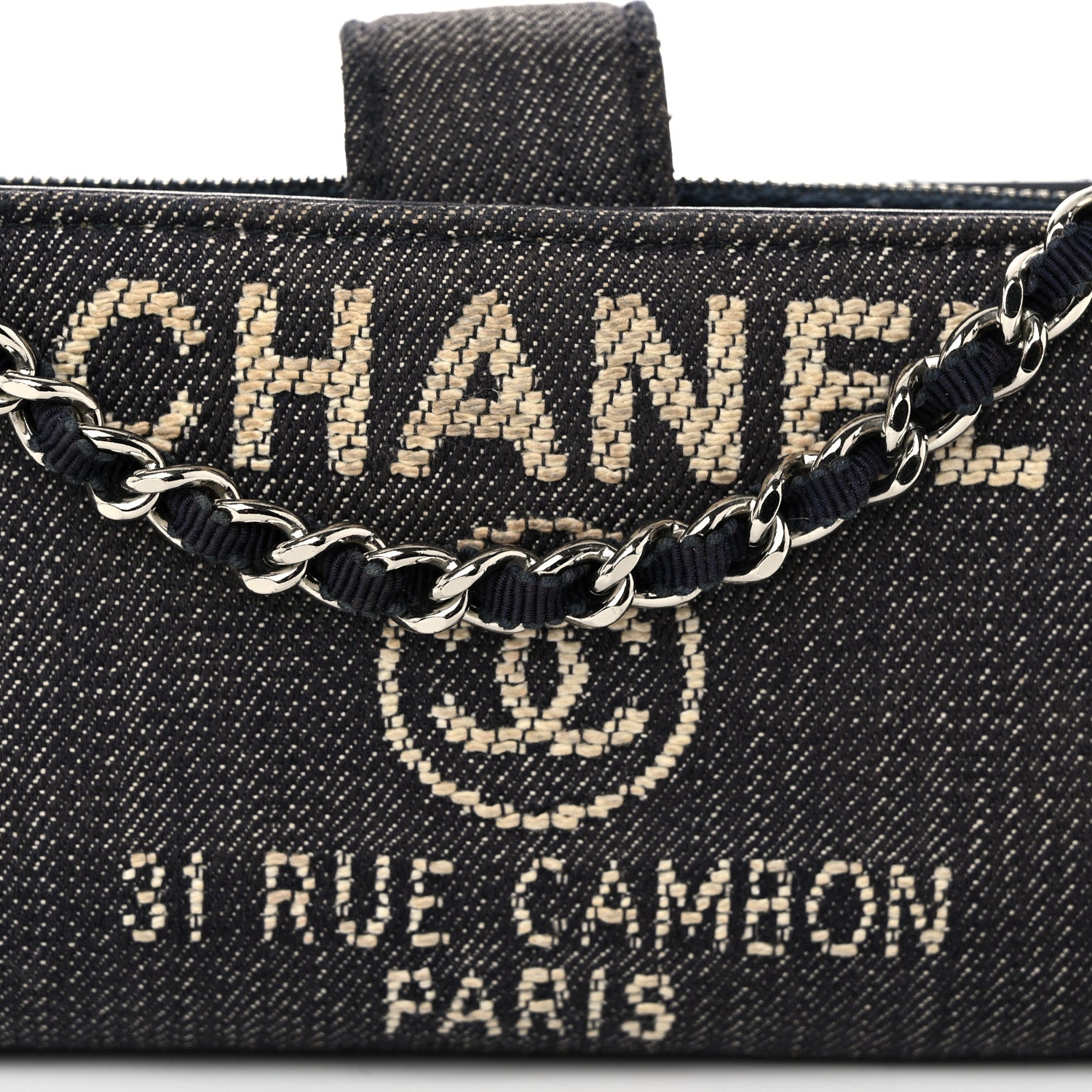 Chanel Canvas Deauville Phone Holder Crossbody Dark Blue 9 of 14
