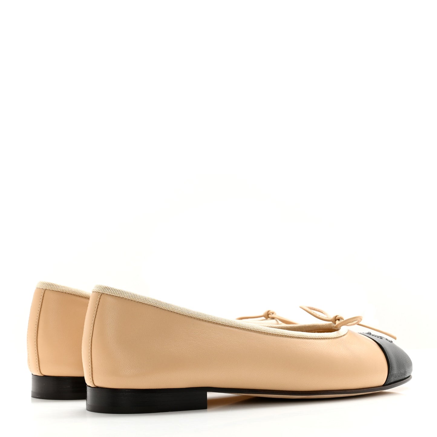 Lambskin Cap Toe CC Ballerina Flats 36.5 Beige Black