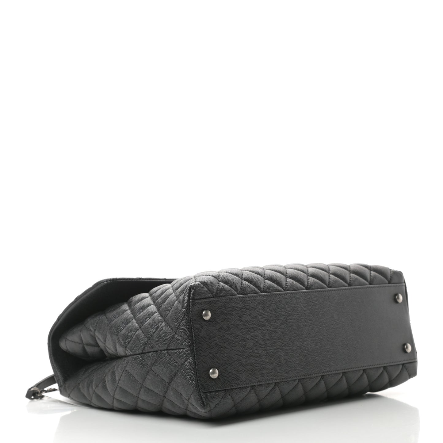 Caviar Quilted Large Coco Handle Flap Black