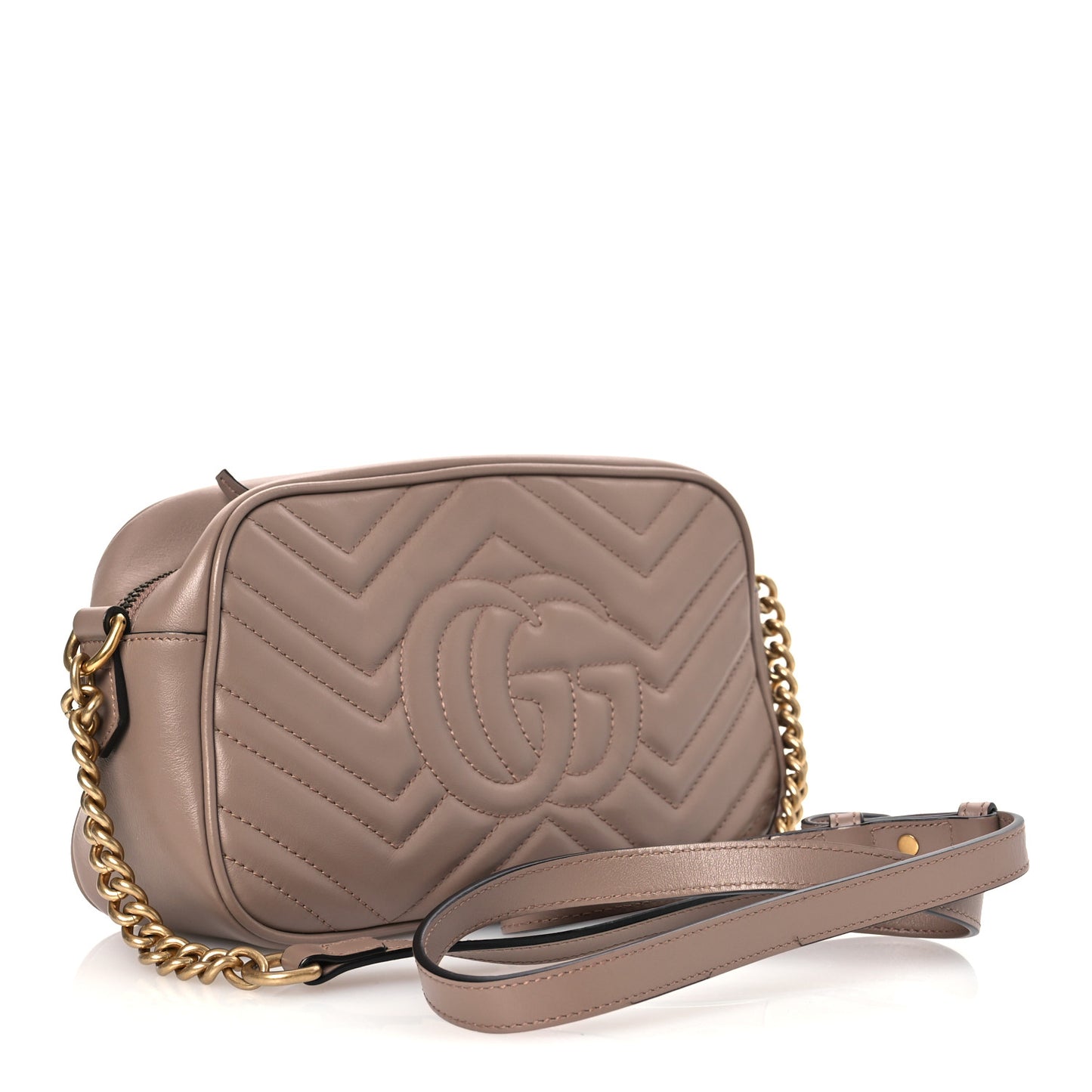 Calfskin Matelasse Small GG Marmont Chain Shoulder Bag Porcelain Rose