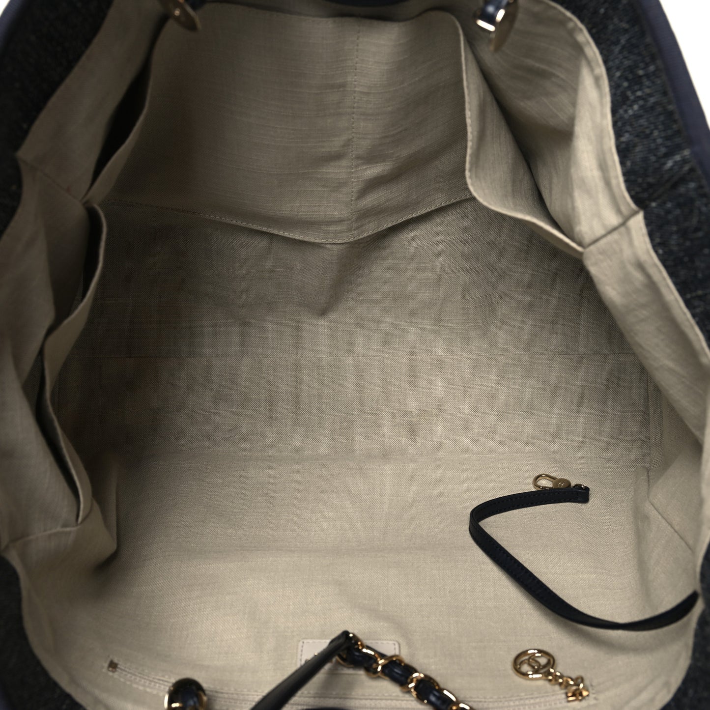 Denim Medium Deauville Tote Dark Blue White