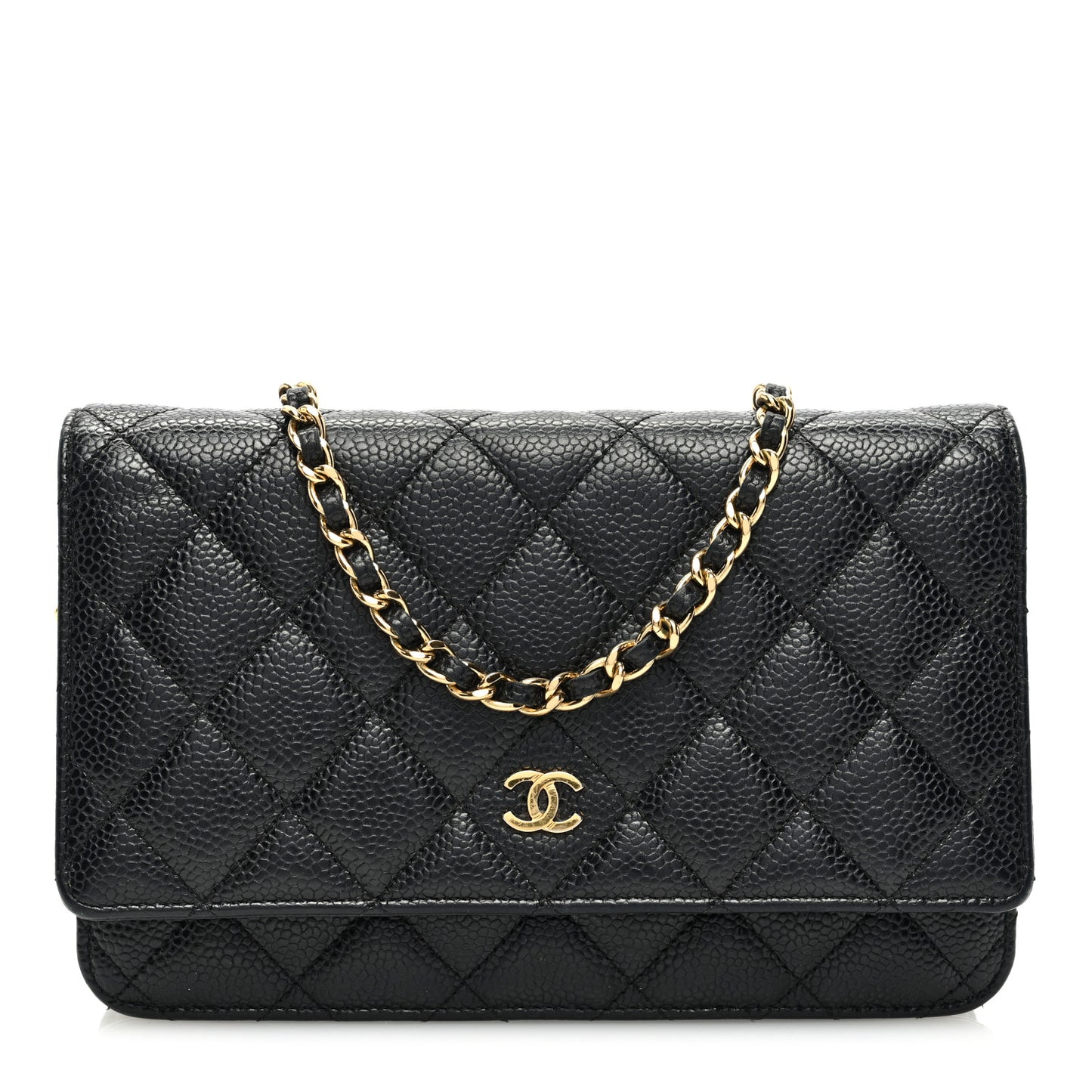 Caviar Quilted Wallet on Chain WOC Black