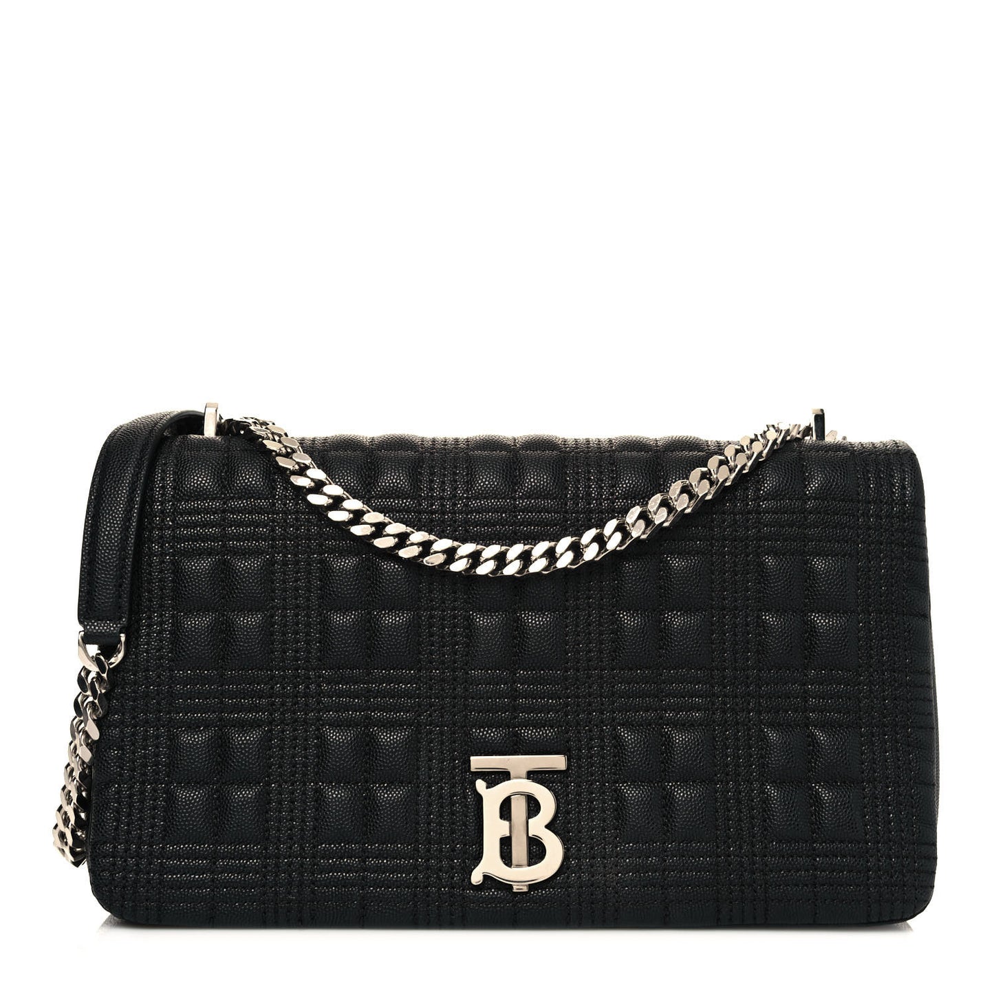 Grainy Calfskin Quilted Medium Lola Bag Black