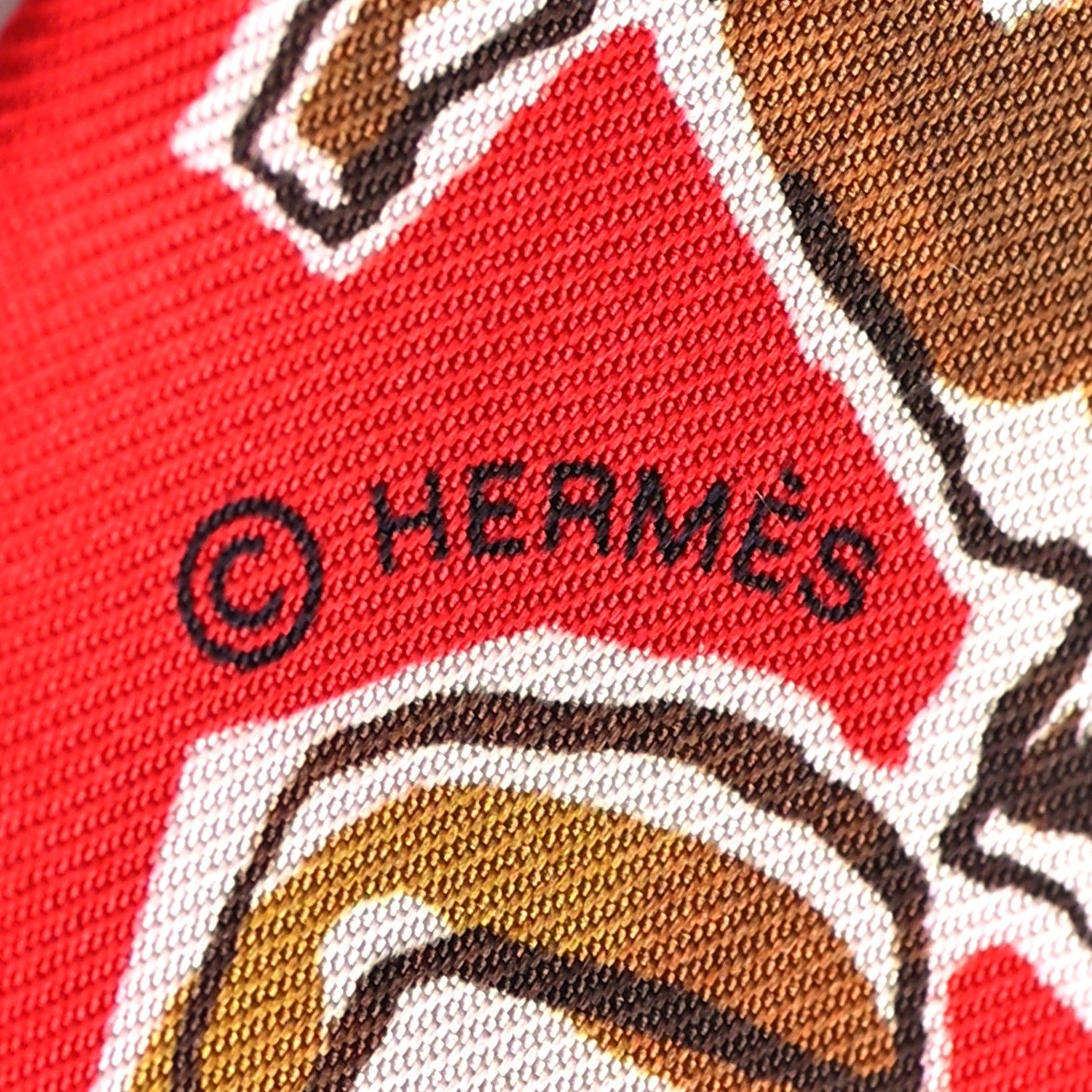 Hermes Silk Chevaux En Liberte Twilly Rouge Caramel White 4 of 4