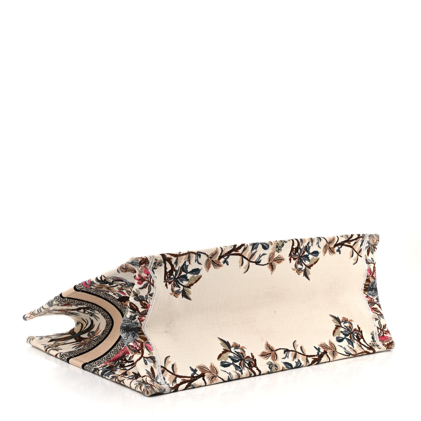 Canvas Embroidered Large Jardin D'Hiver Book Tote Latte Multicolor