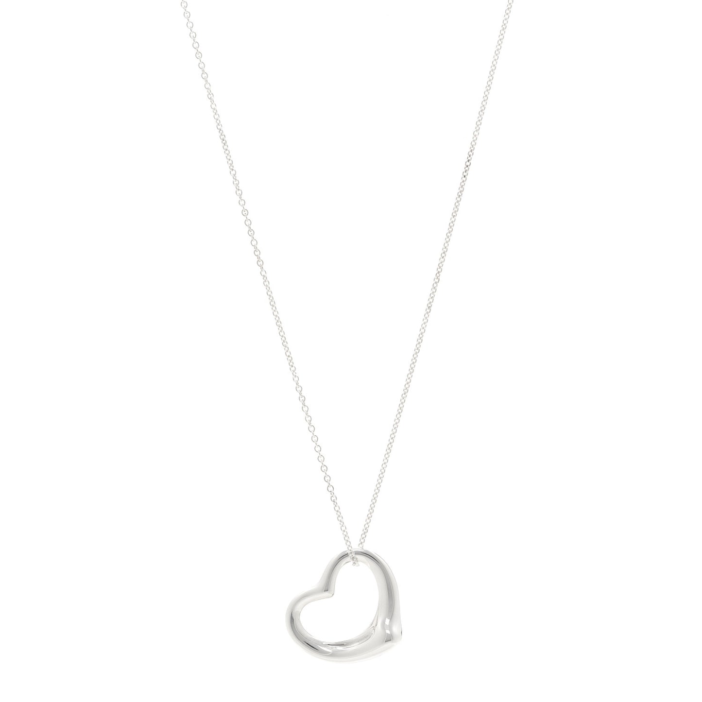 Sterling Silver 27mm Elsa Peretti Open Heart Pendant Necklace