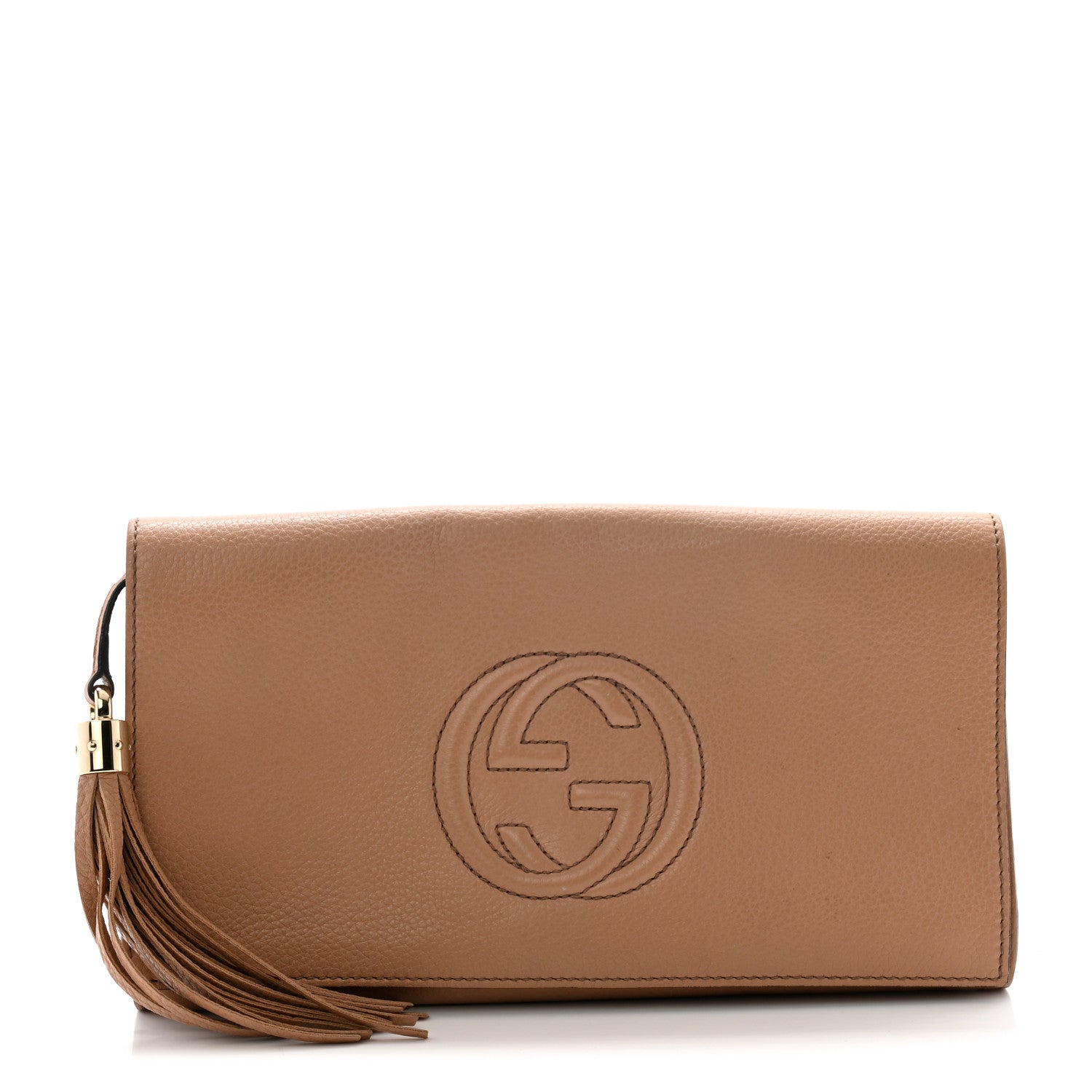 Gucci Pebbled Calfskin Medium Soho Clutch Camelia 1 of 12