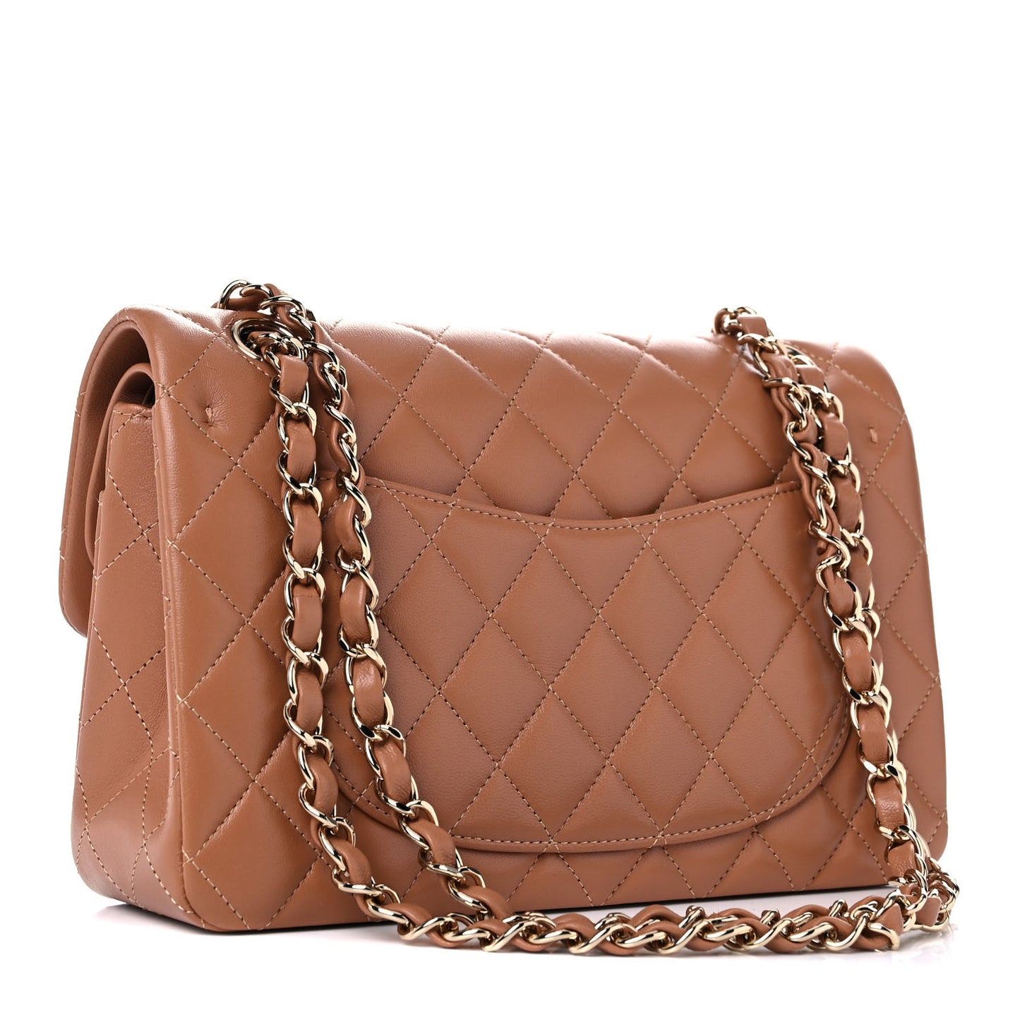 Lambskin Quilted Small Double Flap Brown