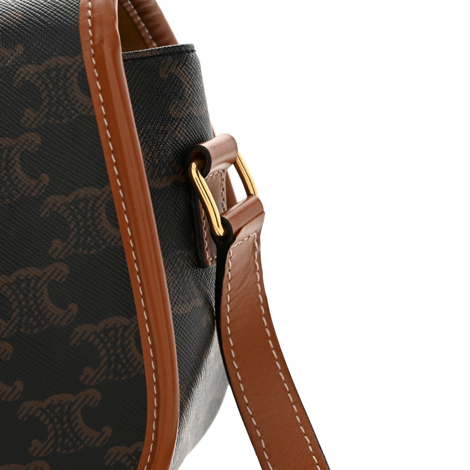 Celine Triomphe Canvas Medium Folco Bag Tan 14 of 15