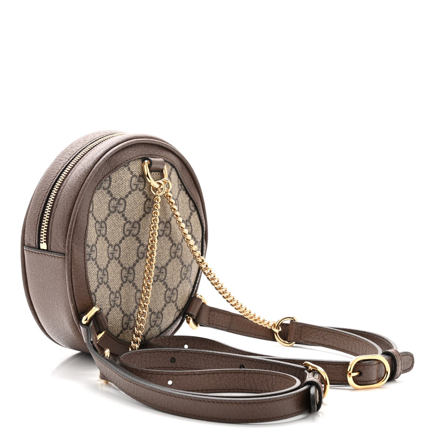 GG Supreme Monogram Web Mini Ophidia Round Backpack Brown