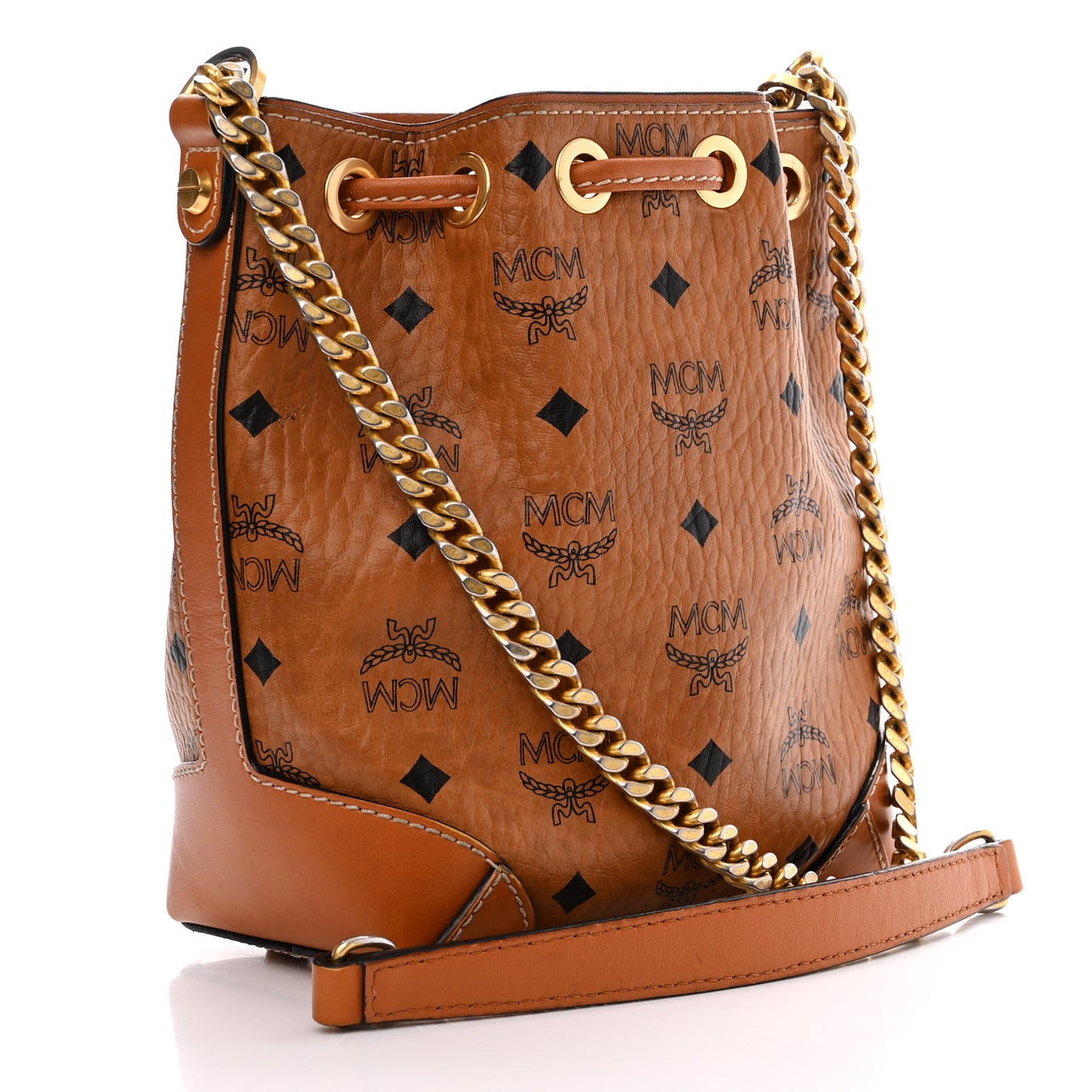 Visetos Berlin Mini Drawstring Bucket Bag Cognac