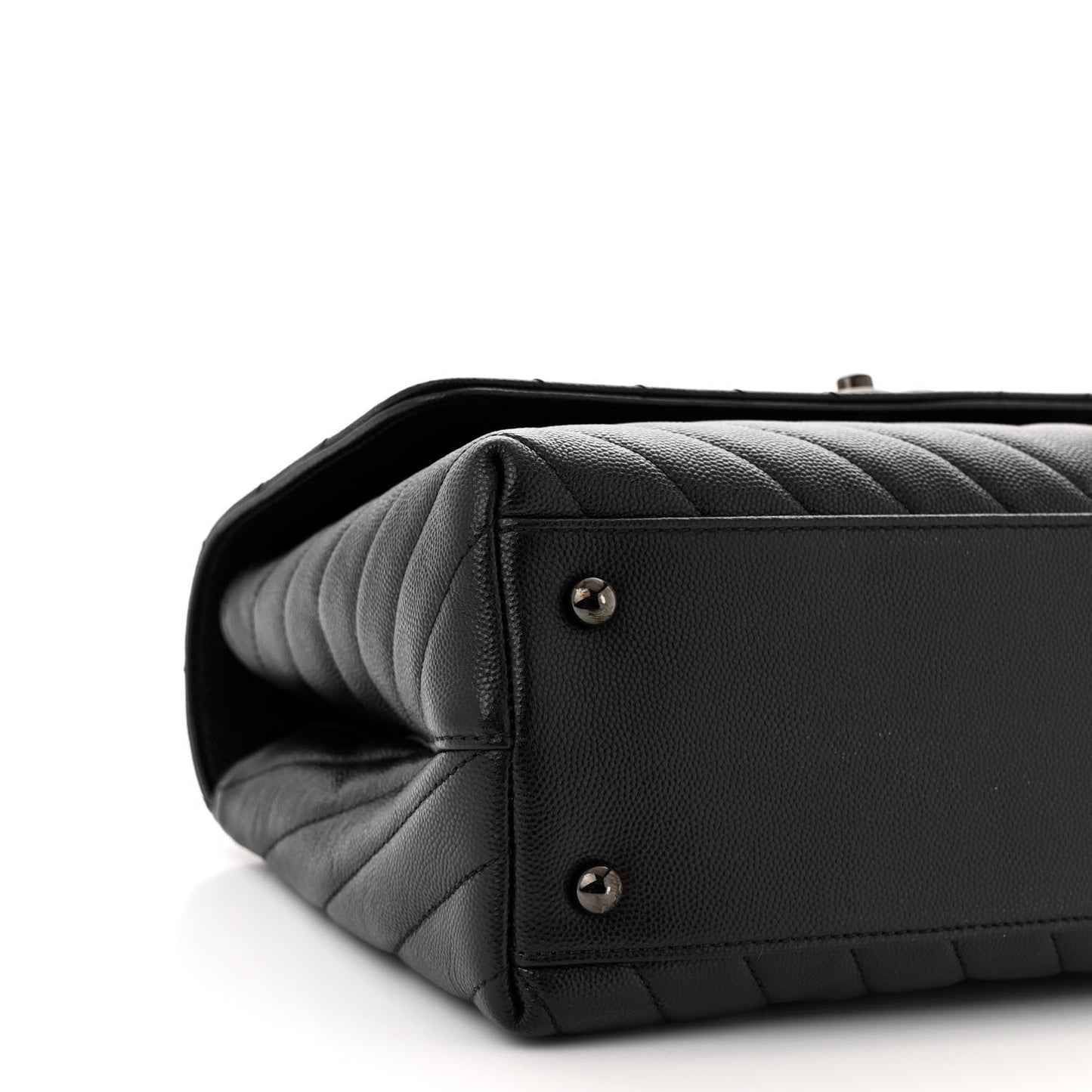 Caviar Chevron Quilted Small Coco Handle Flap So Black