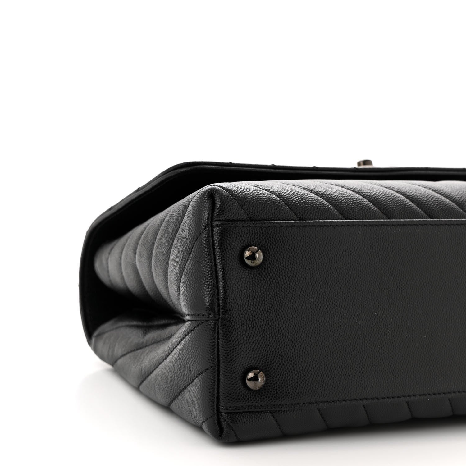 Chanel Caviar Chevron Quilted Small Coco Handle Flap So Black 9 of 10