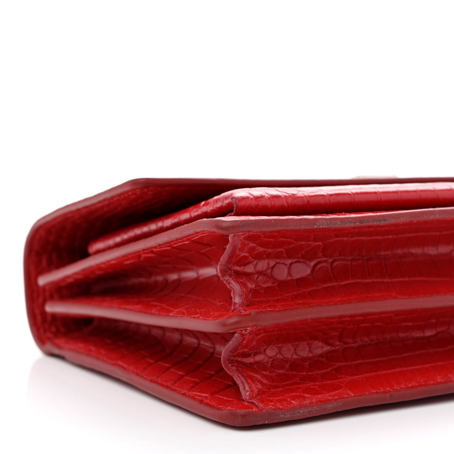 Calfskin Crocodile Embossed Medium Monogram Sunset Rouge Eros