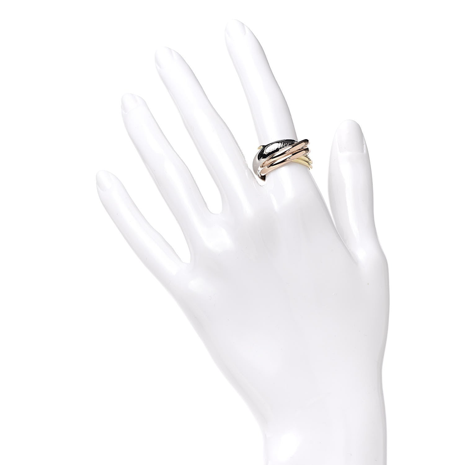 Cartier 18K Pink Yellow White Gold Diamond Trinity 6 Band Ring 49 4.75 2 of 4