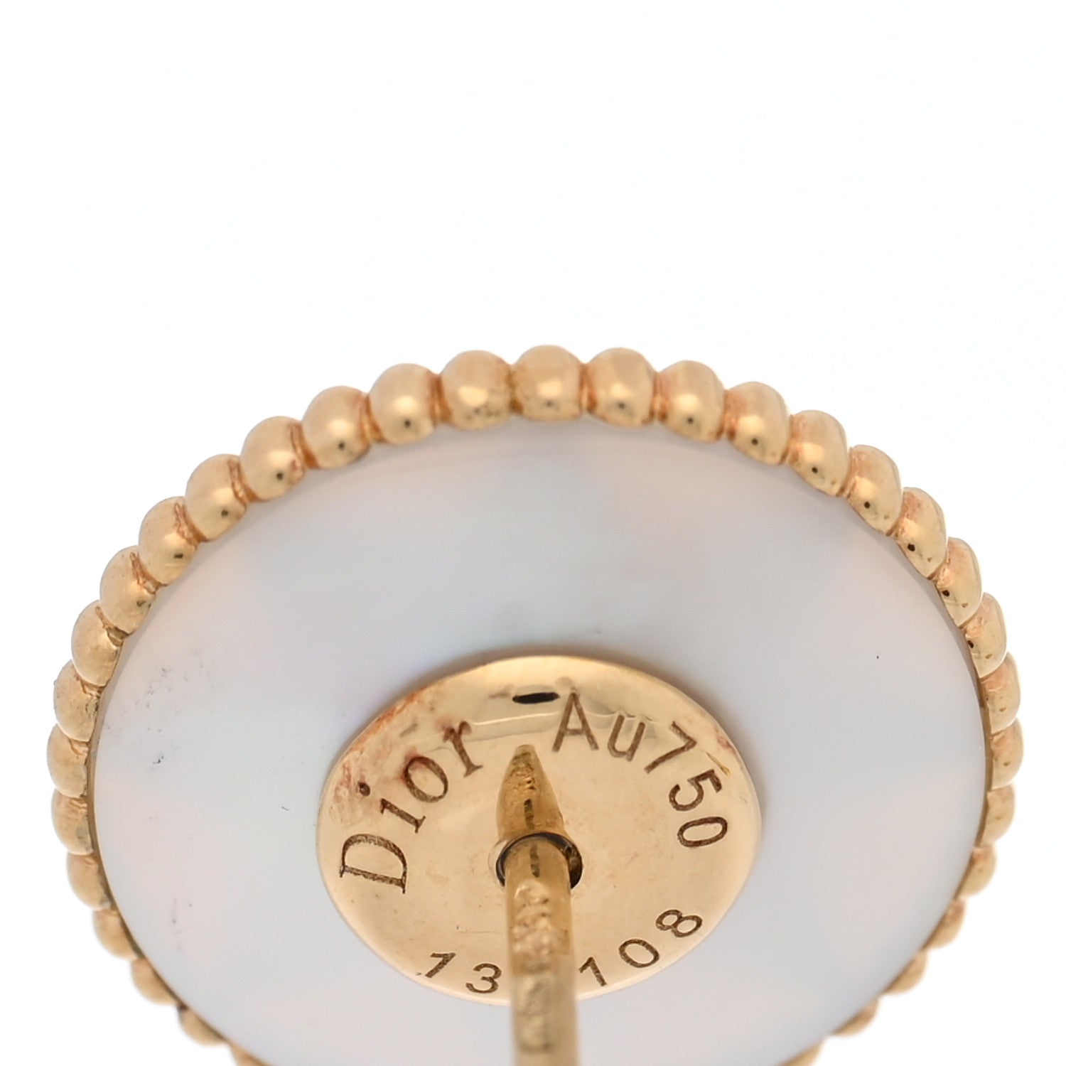 Christian Dior 18K Yellow Gold Diamond Mother Of Pearl Medium Rose Des Vents Single Earring 4 of 5