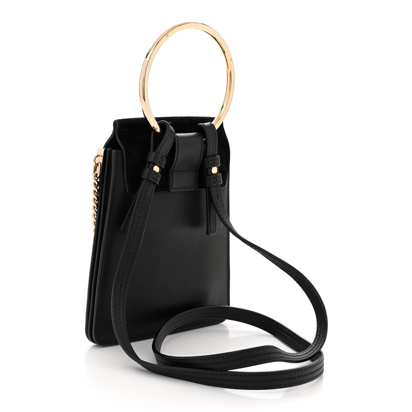 Suede Calfskin Mini Faye Bracelet Bag Black