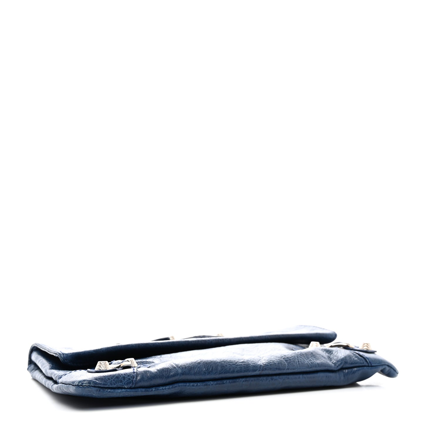 Agneau Giant 12 Silver Hardware Envelope Clutch Bleu Mineral