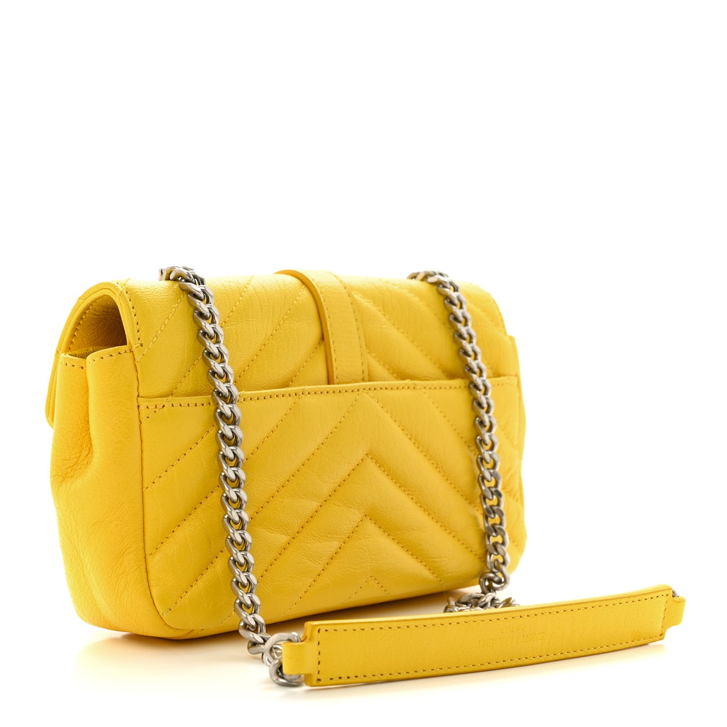 Calfskin Matelasse Chevron Monogram Classic Baby Chain Bag Jaune