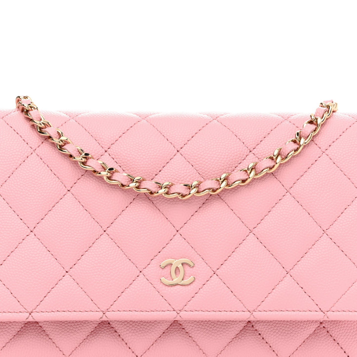Caviar Quilted Wallet On Chain WOC Light Pink