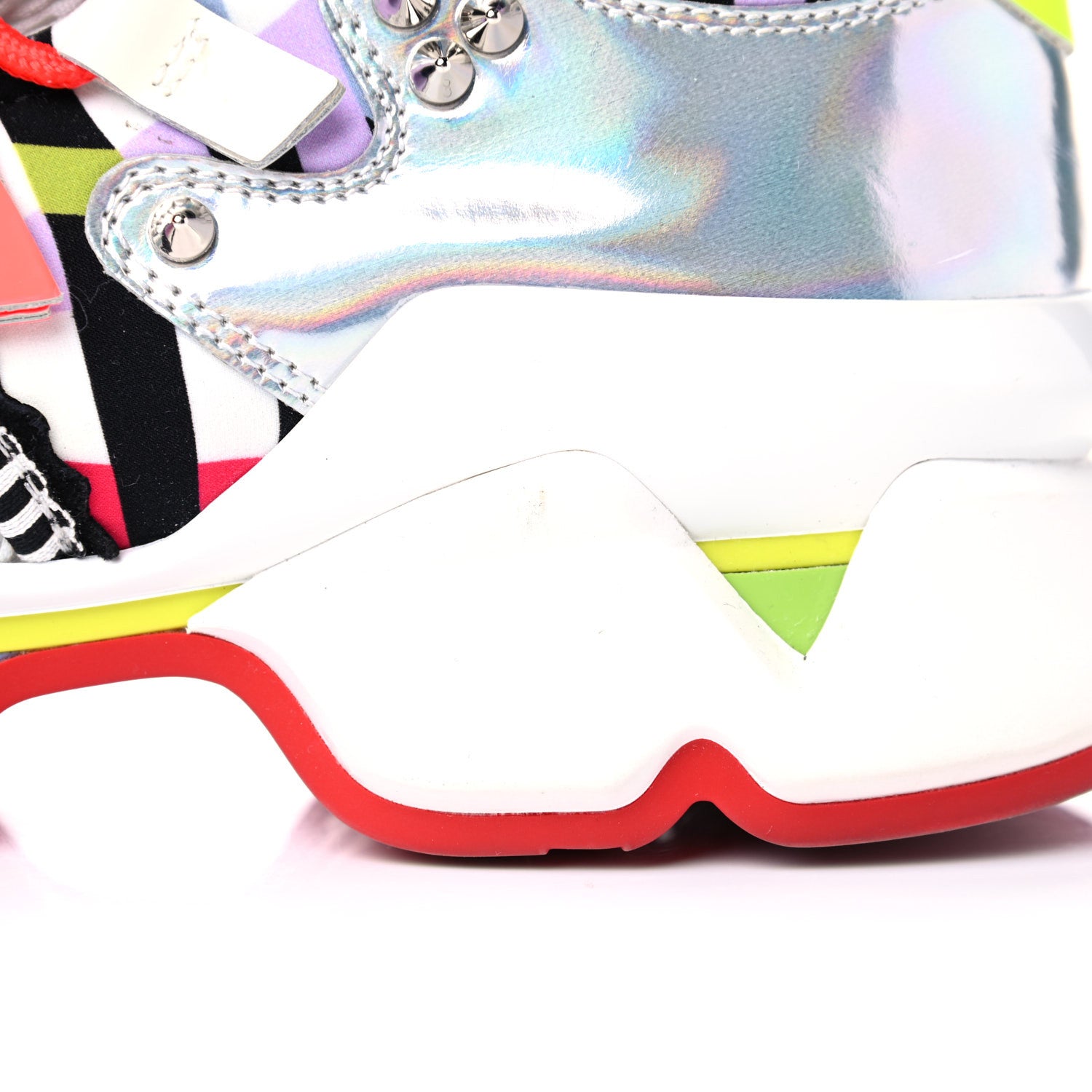 Christian Louboutin Neoprene Specchio Laser Donna Red Runner Spike Flat Sneaker 37.5 Multicolor 14 of 15