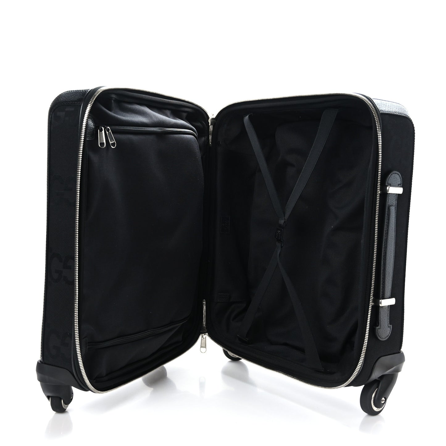 Monogram Jumbo GG Textured Dollar Calfskin Small Carry On Trolley Black