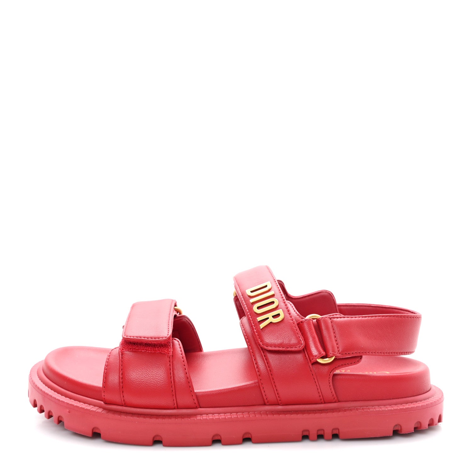 美品　Christian Dior レッド ストラップサンダル Christian Dior Lambskin Dioract 10mm Sandals 37.5 Raspberry
