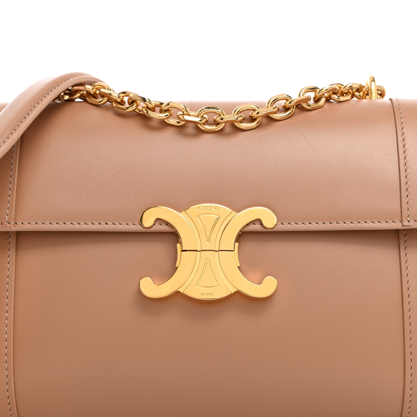 Shiny Calfskin Triomphe Chain Bag Desert Rose