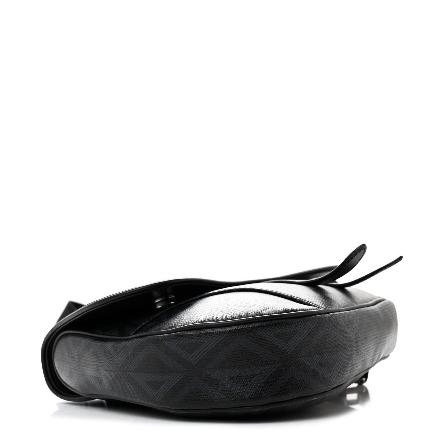 Coated Canvas CD Diamond Printed Mens Saddle Bag Black