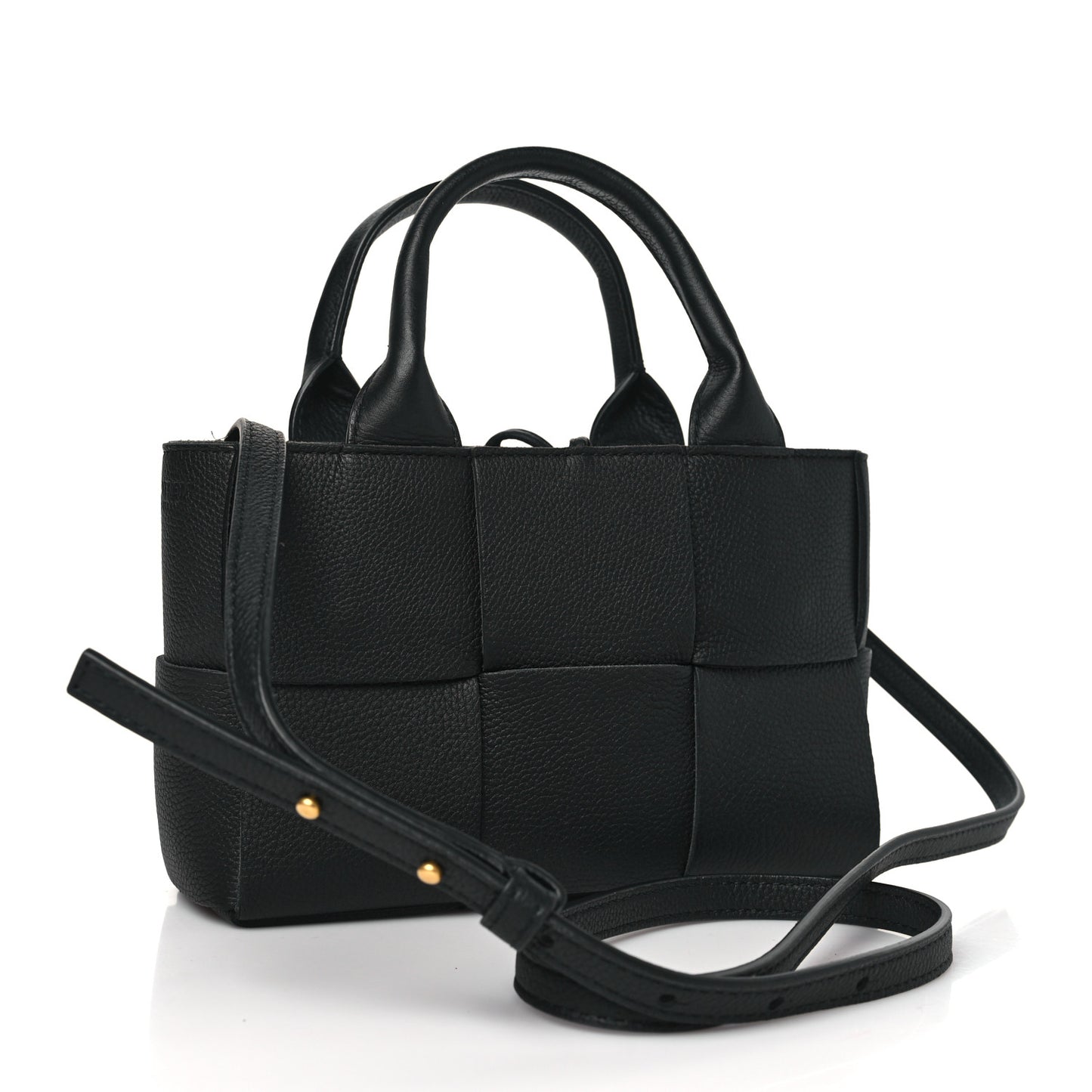 Grained Calfskin Intrecciato Candy Arco Tote Black