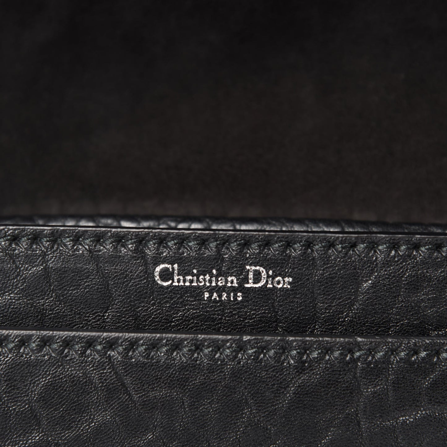 Canyon Grained Lambskin J'Adior Chain Flap Bag Black