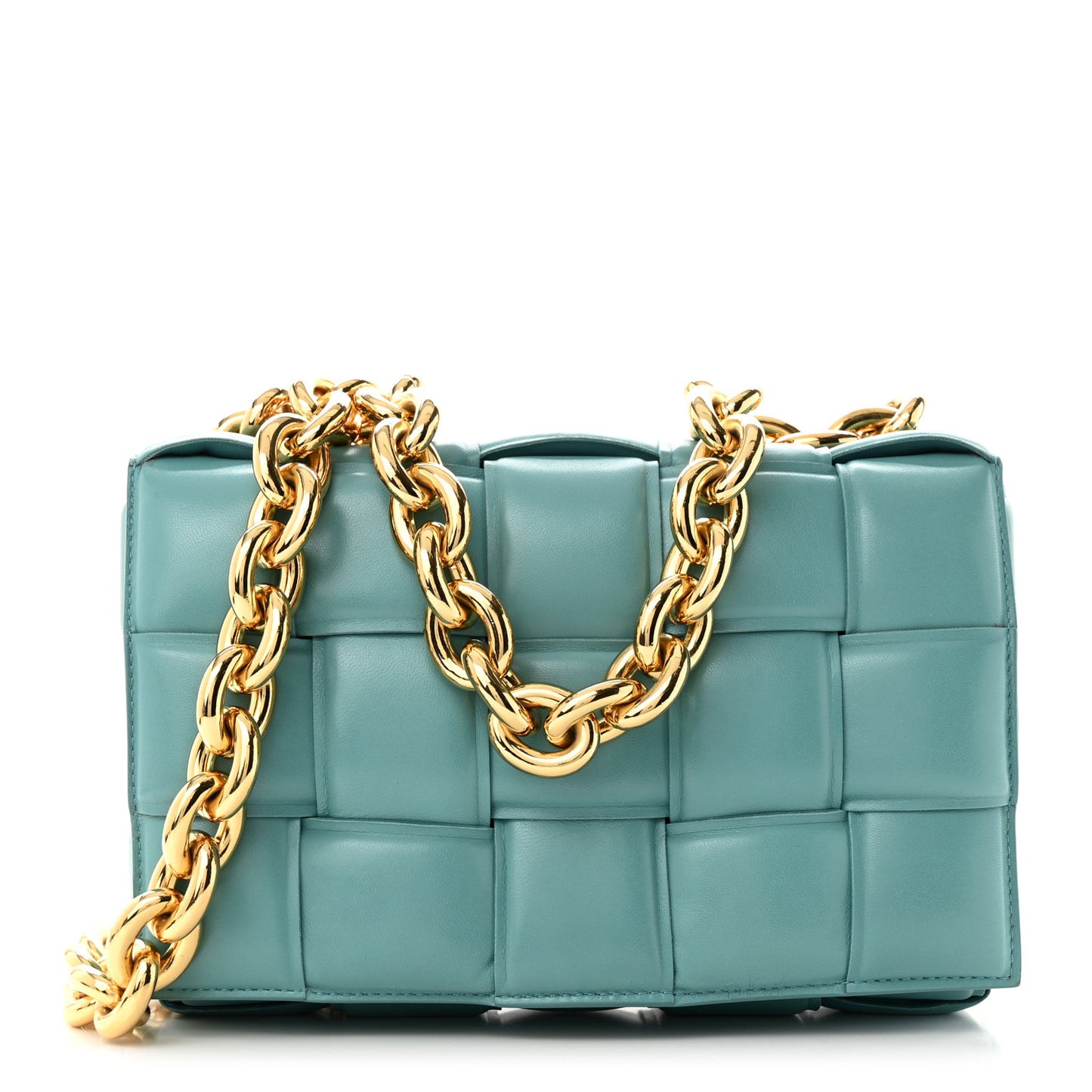 Lambskin Maxi Intrecciato Padded Chain Cassette Crossbody Bag Linoleum