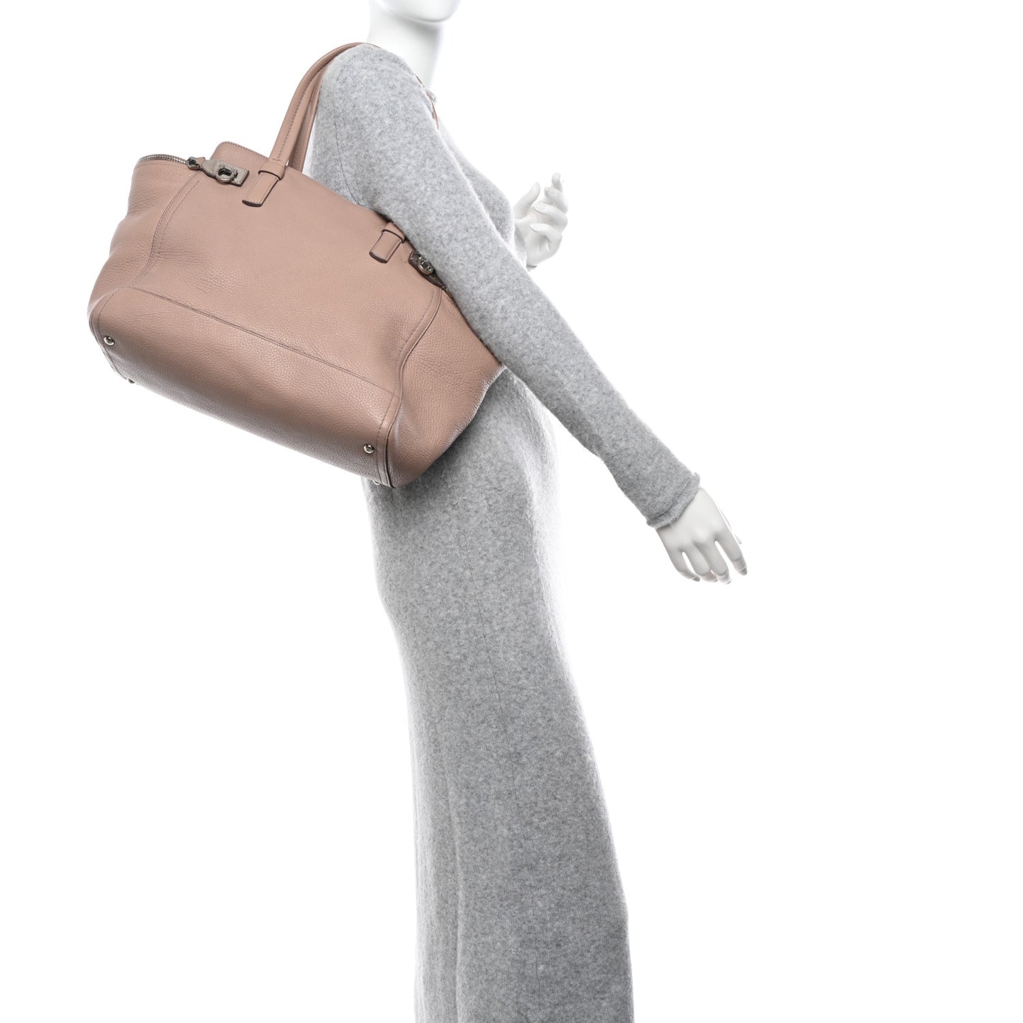Calfskin Large Verve Double Zip Tote Beige