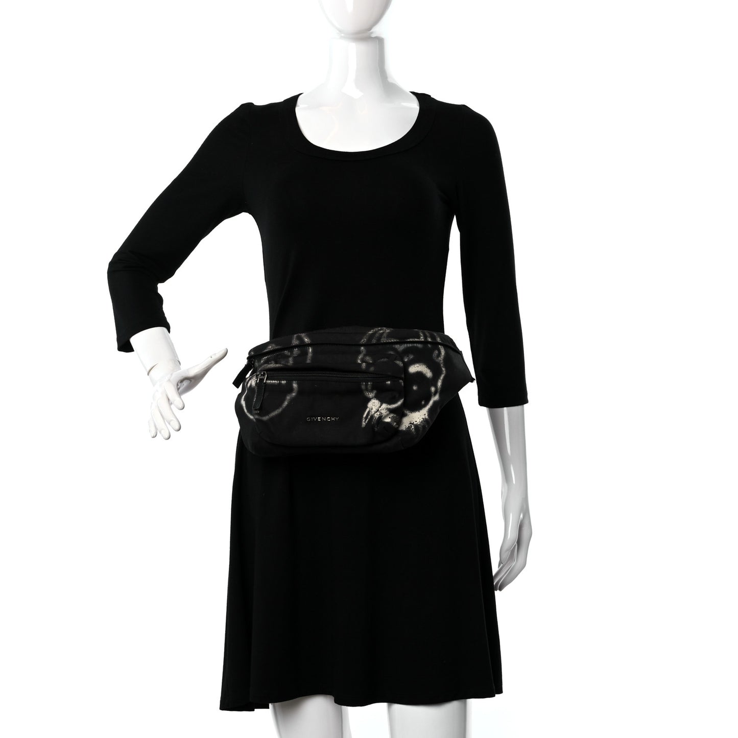 X CHITO Nylon Graffiti Effect Essential U 4G Belt Bag Black