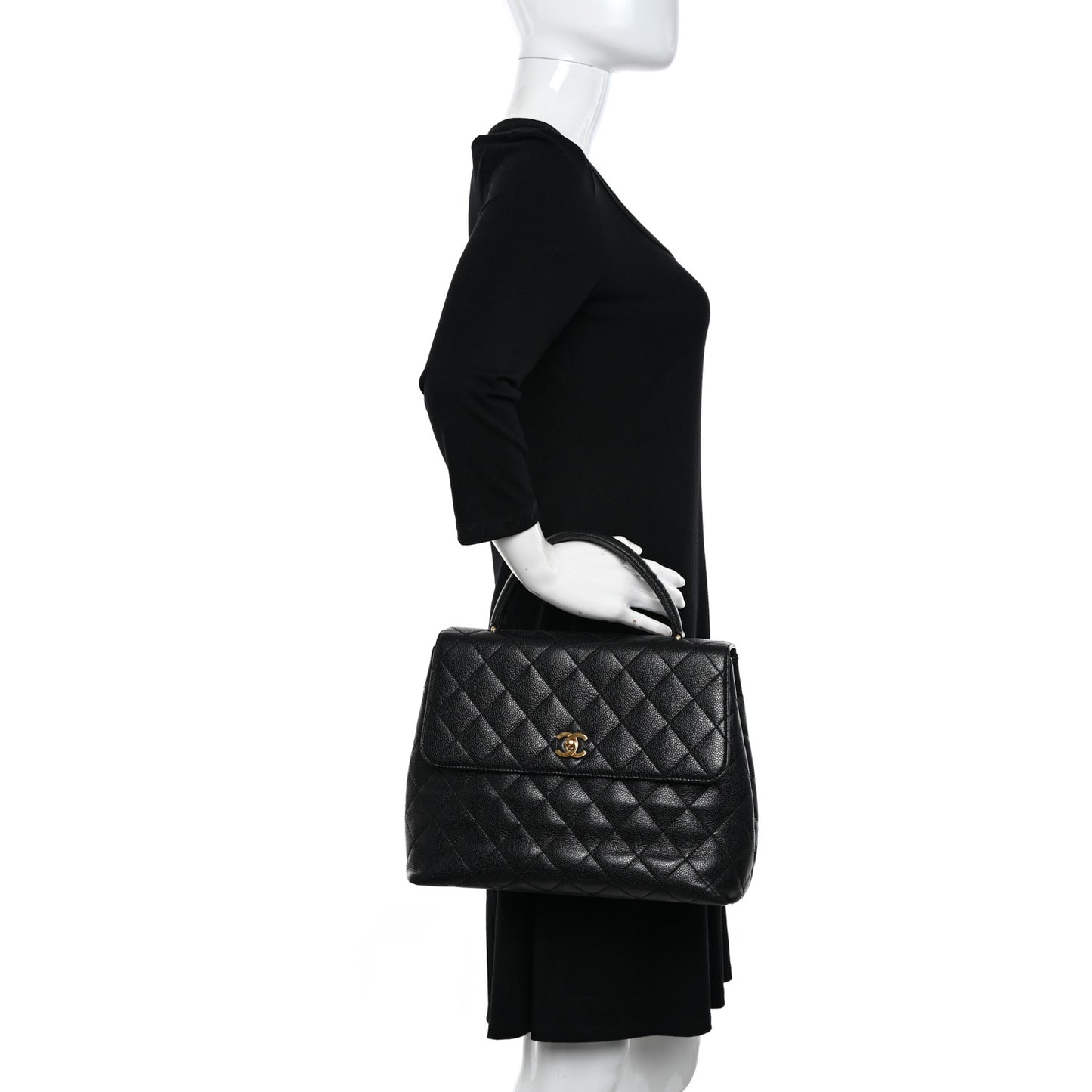 Caviar Quilted Jumbo Kelly Flap Black